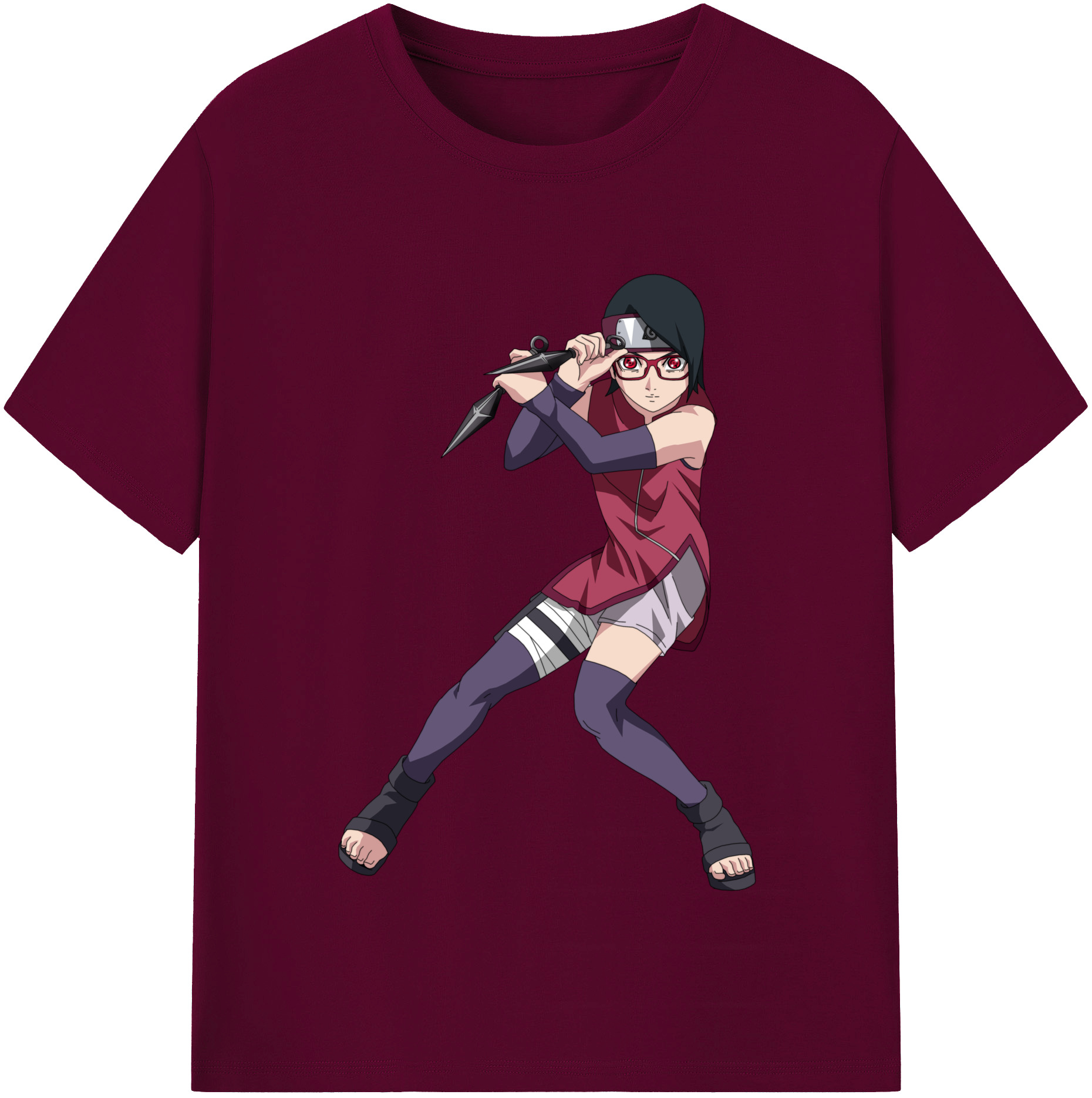 （画像用） NARUTO -ナルト- うちは サラダ Uchiha Sarada レディースカジュアルプリントTシャツ（綿100％）
